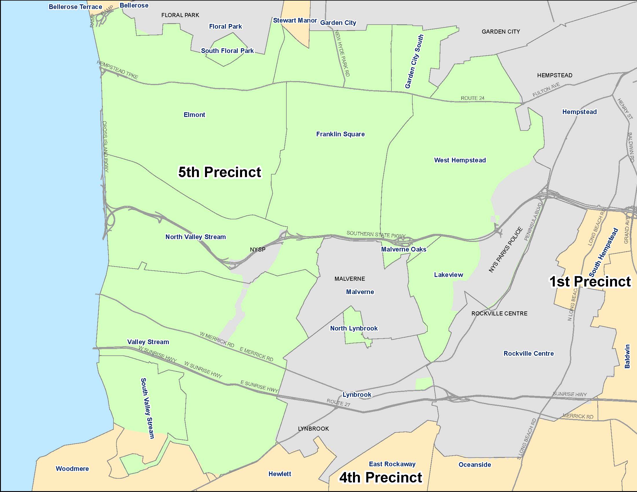 Nassau County  Precincts Map Precinct Map | Nassau County Police, NY